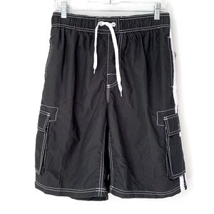 Kanu Surf Barracuda Black 10” Cargo Swim Trunks Medium NWT
